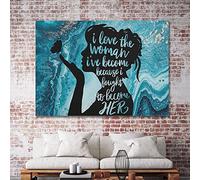 Póster con texto en inglés "I Love The Woman I'Ve Become Because I Fought To Become Her y Strong Woman" - Arte de pared para mujer, decoración rústica para el hogar, decoración divertida de habitación