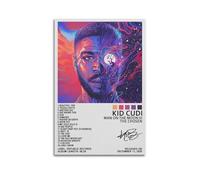 Póster con texto en inglés "KID CUDI MAN ON THE MOONITHE CHOSEN Rapero" firmado limitado para portada de álbum, lienzo, arte de pared, habitación, pósteres estéticos, música, aula, dormitorio