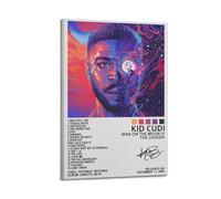 Póster con texto en inglés "KID CUDI MAN ON THE MOONITHE CHOSEN Rapero" firmado limitado para portada de álbum, lienzo, arte de pared, habitación, pósteres estéticos, música, aula, dormitorio