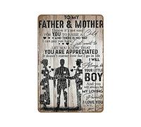 Póster con texto en inglés «To My Father And Mother I Will Always Be Your Little Boy», regalo para mamá y papá de hijo, letrero de metal retro para decoración del hogar, placa de pared, letrero de