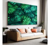 Póster con textura de hoja de palmera, selva tropical, lienzo, pinturas sin marco, decoración de pared, para sala de estar, dormitorio, decoración, 100 x 70 cm (largo x ancho), impresión sobre lienzo