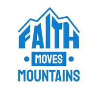 Póster cristiano con citas bíblicas y tipografía "La fe mueve montañas". Calcomanías de pared 41x48.9cm Decoración artística Azul