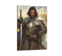 Póster cristiano de caballero con armadura sosteniendo espada, ilustración religiosa, póster decorativo, lienzo, póster de pared e imagen artística moderna para decoración de dormitorio familiar, 40 x