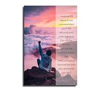 Póster cristiano para pared Josué 1 9, Be Strong And Courageous, versículos bíblicos, arte de pared, lienzo y arte de pared, póster moderno para decoración de dormitorio, 20 x 30 pulgadas (50 x 75 cm)