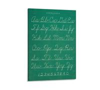 poster Cursive Alphabet Poster, Vintage Green Chalkboard Style Wall Art for Classroom, Homeschool or Living Room(Framed,12x18inch(30x45cm))
