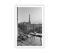 Poster da Parete Blanco Y Negro París Balcón Póster Sin Marco 61x91cm Moderno Cuadros Decorativo Decoracion Salon Dormitorio Cocina Cuadros Pared Imágenes Wall Art Prints Decor - P2XPA61x91-4595