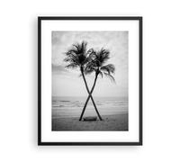 Poster da Parete Póster Marco Negro 40x50cm Palmeras En Blanco Y Negro Playa Moderno Cuadros Decorativo Cuadros Pared Imágenes Decoracion Salon Dormitorio Cocina Wall Art Prints Decor P2BPA40x50-6053
