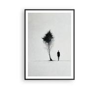 Poster da Parete Póster Marco Negro 70x100cm Minimalismo Árbol Hombre Moderno Cuadros Decorativo Cuadros Pared Imágenes Decoracion Salon Dormitorio Cocina Wall Art Prints Decor - P2BPA70x100-6169