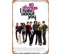 Póster de 1999 con texto en inglés «Ten Things I Hate About You» (1999) para decoración de pared del hogar, letrero de metal retro de 20,3 x 30,5 cm