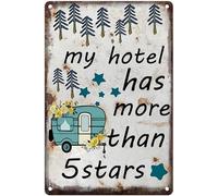 Póster de 5 estrellas con texto en inglés "My Hotel Has Rv Camping 5 Stars", decoración divertida para el hogar, arte de pared, decoración de cocina, letreros de lata de pared de 30 x 20 cm
