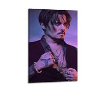 Póster de actor de Johnny Depp, póster decorativo de lienzo para pared e impresión artística moderna para decoración de dormitorio familiar, 16 x 24 pulgadas (40 x 60 cm)