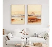 Póster de acuarela bohemia con paisaje de civilización antigua, pueblos del desierto, impresiones en lienzo, cuadros para decoración del hogar, 70 x 110 cm, 2 unidades, sin marco