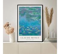 Póster de acuarela con diseño de nenúfar y amanecer de Monet, arte de pared minimalista, impresión en lienzo, pintura para habitación, decoración moderna del hogar, 60 x 90 cm, sin marco