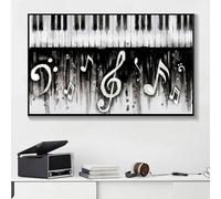 Póster de acuarela con teclado de piano y música retro, pintura en lienzo, arte de pared, impresiones para sala de estar, estudio, decoración, 55 x 110 cm, sin marco