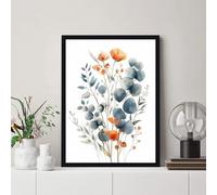 Póster de acuarela de flores silvestres coloridas, impresiones florales brillantes, arte de pared de plantas, pintura en lienzo, imágenes para decoración de habitación (60 x 80 cm/sin marco)