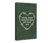 Póster de alambre de púas con corazón feminista para decoración de pared, pinturas para sala de estar, dormitorio, decoración de 12 x 18 pulgadas (30 x 45 cm)