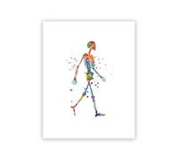 Póster de anatomía humana con pintura en lienzo, silueta esqueleto movimiento, impresiones artísticas, huesos esqueléticos, arte médico, decoración Fitness, regalo Doctor(6,15x20cm Canvas)