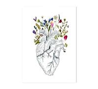 Póster de anatomía humana, estetoscopio pulmones for amamantar, cuadro sobre lienzo for pared flores prensadas, impresiones artísticas médicas anatómicas, decoración(8,30x40cm Wooden Frame)