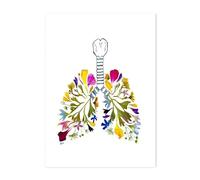 Póster de anatomía humana, estetoscopio pulmones for amamantar, cuadro sobre lienzo for pared flores prensadas, impresiones artísticas médicas anatómicas, decoración(2,20x25cm Wooden Frame)