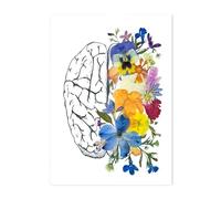 Póster de anatomía humana, estetoscopio pulmones for amamantar, cuadro sobre lienzo for pared flores prensadas, impresiones artísticas médicas anatómicas, decoración(6,20x25cm Wooden Frame)