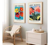 Póster de Andy Warhol con flores abstractas, lienzo, impresiones, arte de pared, imágenes para sala de estar, decoración moderna del hogar (80 x 120 cm, 2 unidades sin marco)