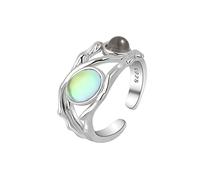 Póster de anillos de plata anillo de luna arco iris ajustable anillo sintético abierto anillo joyería regalo para mujeres anillos de compromiso en 585 (GD2, talla única)