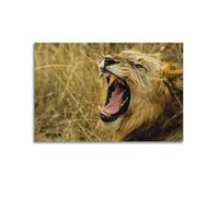 Póster de animales con león bostezando, pintura decorativa, lienzo, póster de pared e imagen artística moderna para decoración de dormitorio familiar, pósteres de 30 x 45 cm