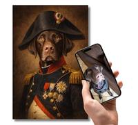 Póster de animales personalizados estilo retrato Royal Napoleón - Perro o gato de tu foto - Póster de pintura clásica histórica - Decoración de pared elegante - Impresión Premium 4 tamaños