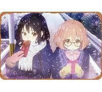 Póster de anime Beyond The Boundary para decoración de pared del hogar, letrero de metal retro de 20 x 30 cm