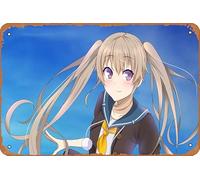 Póster de anime de Mashiro Arisaka, Aokana: Four Rhythm Across The Blue, decoración de pared para el hogar, letrero de metal retro, 20 x 30 cm