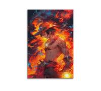 Póster de anime de una pieza de Gear 5 Luffy (forma de supertransformación), lienzo impreso para pared, adecuado para sala de estar, dormitorio, oficina, decoración, póster en lienzo para sala de