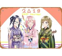 Póster de anime Laid Back Camp, Nadeshiko Kagamihara, Aoi Inuyama, Chiaki Oogaki, decoración de pared para el hogar, letrero de metal retro, 20 x 30 cm