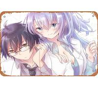 Póster de anime Science Fell In Love So I Tried To Prove It, Ayame Himuro, Shinya Yukimura, póster de anime para decoración de pared del hogar, letrero de metal retro de 20 x 30 cm
