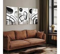 Póster de arte abstracto con formas en blanco y negro, lámina de viaje, lienzo, arte de pared, pósteres de arte de viaje vintage, pintura de arte de pared (50x70cmx3/marco interior)