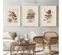 Póster de arte abstracto de hojas botánicas estilo boho, lámina decorativa de pared con bloques de color sencillos para sala de estar y dormitorio (70x100cm/sin marco)