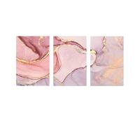 Póster de arte abstracto de mármol rosa dorado de 3 piezas, cuadro de arte de pared, pintura minimalista en tinta, lienzo para decoración de sala de estar (60 x 80 cm x 3/sin marco)