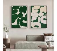 Póster de arte abstracto moderno verde y marrón, impresión en lienzo, pintura nórdica, arte de pared, decoración del hogar para sala de estar, 80 x 120 cm x 2, sin marco