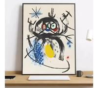 Póster de arte abstracto surrealista moderno de Joan Miró, impreso en lienzo para decoración de pared en sala de estar moderna (60x80cm/Sin marco)