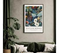 Póster de arte de la exposición del Museo William Morris, lienzo con arte floral de jardines, impresión para sala de estar, decoración moderna del hogar (70 x 100 cm/sin marco)