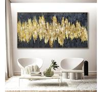 Póster de arte de pared de estilo nórdico con hojas de oro negro, impresiones abstractas panorámicas, pintura en lienzo, decoración moderna para el hogar y la sala de estar, 30 x 90 cm, sin marco