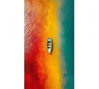 Póster de arte de pared minimalista nórdico con un barco solitario a la deriva en el océano, impresión moderna para decoración de oficina, hogar y sala de estar (60x120cm/marco interior)