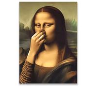 Póster de arte de pared para baño de la Mona Lisa, láminas de humor de baño, divertidas, inspiradas en el baño vintage, pintura sobre lienzo con mal olor (60x80cm/24x21in) Sin marco