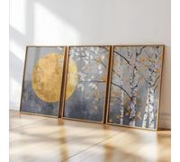 Póster de arte en lienzo con motivos de naturaleza - Láminas de arte en lienzo sin marco para la decoración de pasillos, salas de estar u oficinas (50x70cm (20x28in) x3/Sin marco)