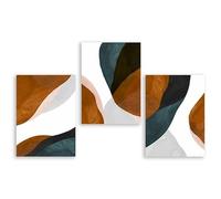 Póster de arte mural atmosférico en tonos tierra marrones, pintura minimalista en lienzo con atmósfera óxido, decoración moderna para sala de estar (40x60cmx3/Sin marco)