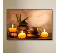 Póster de arte mural de spa relajante, impresión en lienzo de velas y piedras de masaje para la decoración del dormitorio, oficina o sala de estar (30x45cm (12x18 pulgadas)