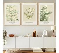 Póster de arte mural nórdico de las cuatro estaciones, flores minimalistas, hierba, árboles, mural, decoración del hogar, lienzos, impresiones para sala de estar (30x40cm/3 piezas sin marco)