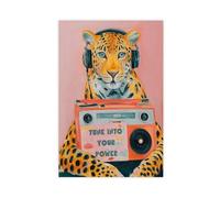 Póster de arte pop funky de animales, póster de lienzo para decoración de dormitorio, oficina, habitación, regalo, 20 x 30 pulgadas (50 x 75 cm)