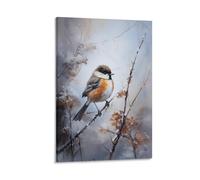 Póster de arte vintage de pájaros, impresión de pájaro rústico en rama, lienzo de moda, decoración de pared, obra de arte para el hogar y la oficina