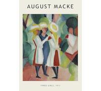 Póster de August Macke Arte abstracto en pared《Three Girls 1913》por August Macke Grabados de figuras Paisajes Pintura en lienzo para decoración del hogar 40x60cm Sin enmarcar