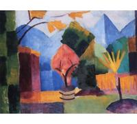 Póster de August Macke Impresiones de paisajes en color, jardín en el lago Thun, cuadro abstracto de arte mural de August Macke, pintura en lienzo para decoración del hogar, 50x70 cm sin marco